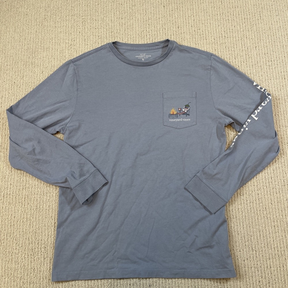 Vineyard Vines Boys XL Long Sleeve Cotton T-Shirt Chilly Peppers Blue Gray